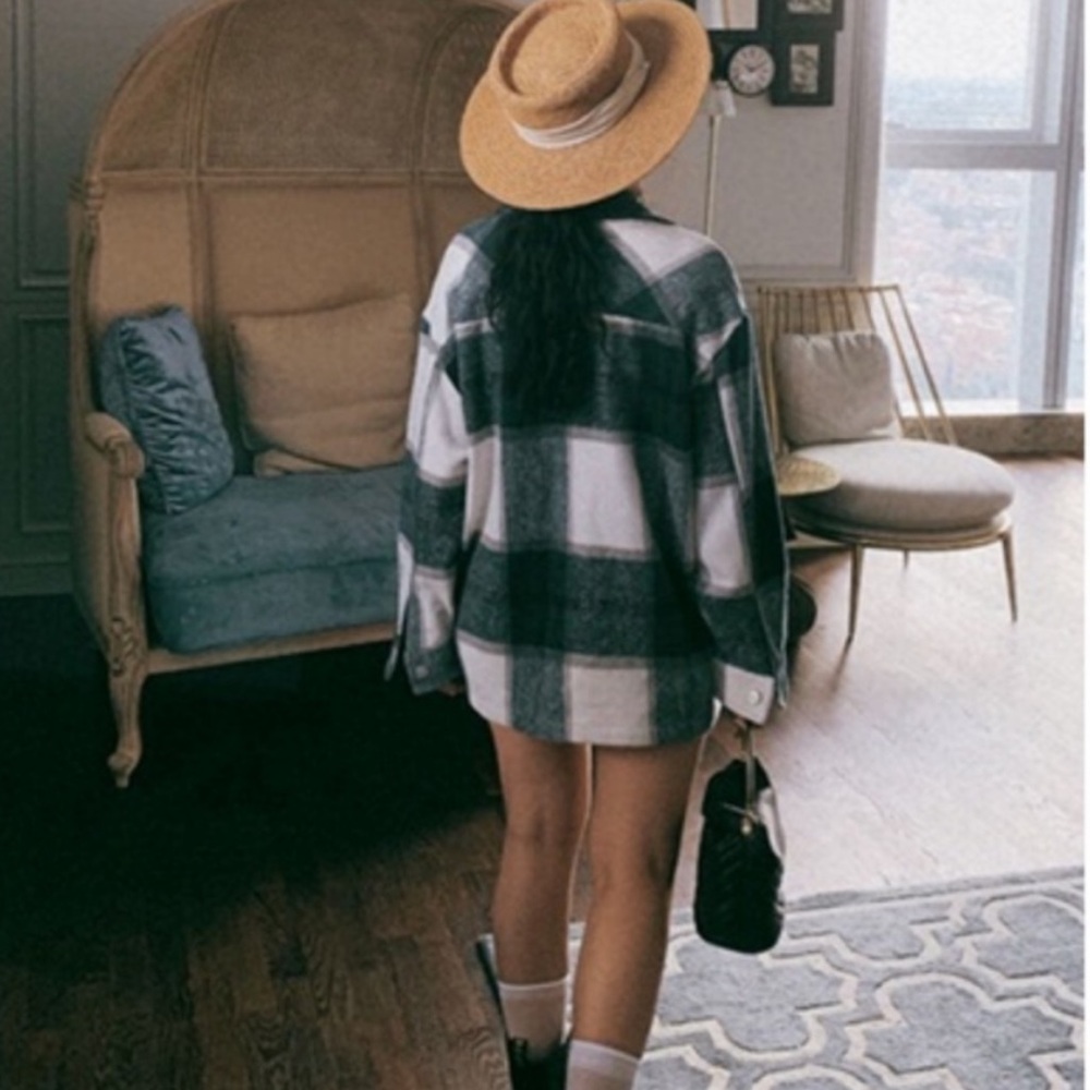 Plaid Stripe Oversized Flannel Shirt Shacket green - Picture 10 of 16